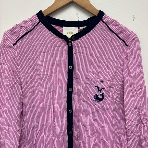 Anthropologie Maeve Initial Monogram Button Up Blouse - Picture 5 of 11